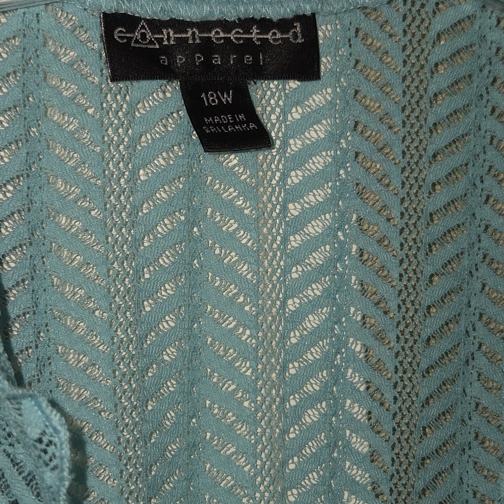 New 18W Connected Apparel Teal White Chiffon Lace Jacket Summer Dress - Picture 6 of 13
